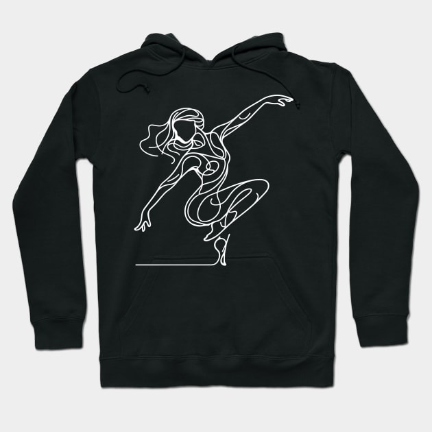 Contemporary Female dancer White Line art Hoodie by PrintSoulDesigns